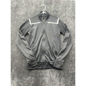 Nike Dri Fit Athletic Jacket Womens Medium Tall Black Thumbholes Sleeve Full Zip